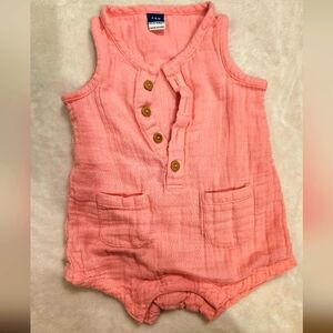 Old Navy | Pink Baby Romper with Button Detail | 3-6m